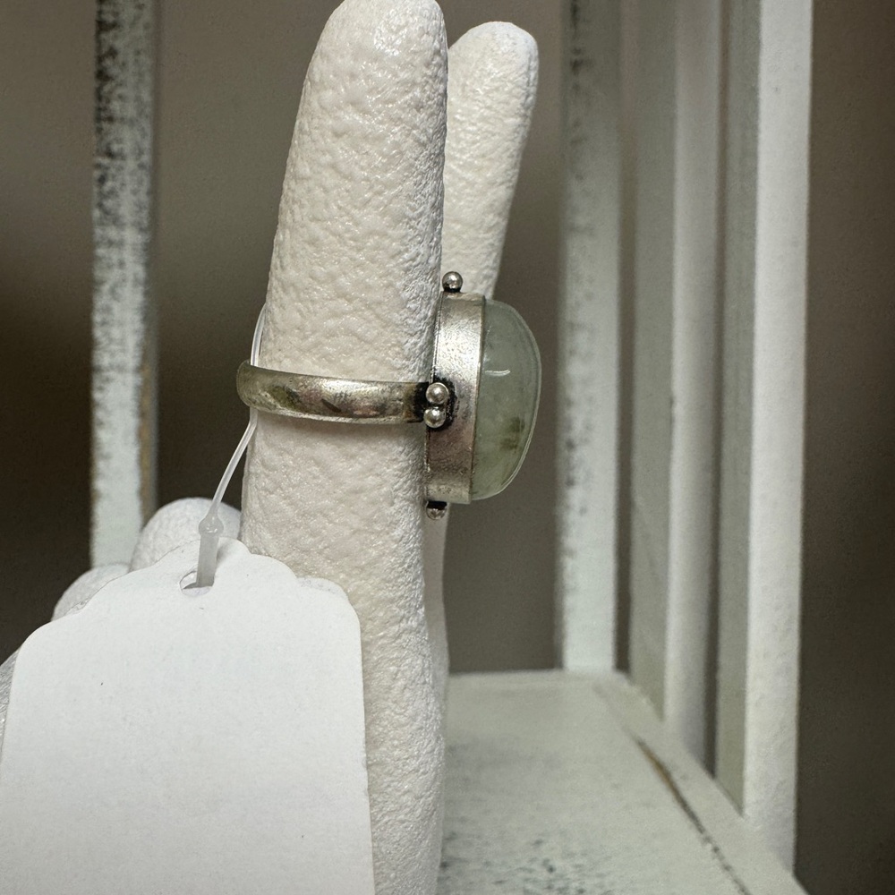 Sterling Silver Green Chalcedony Ring - image 2
